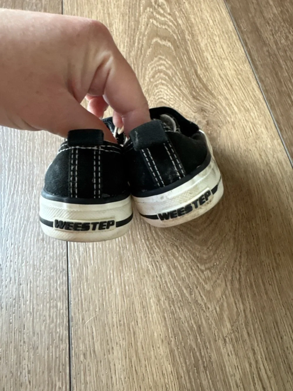 Weestep Toddler Black Canvas Sneaker - Velcro Closure